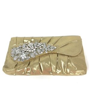 Miztique Gold & Rhinestone Clutch Evening Bag NWT